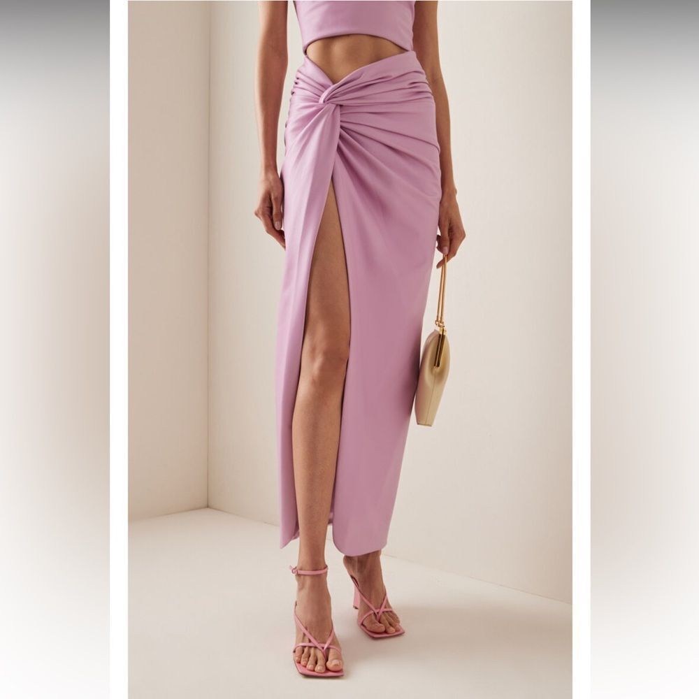Lapointe Revolve Top Skirt SET Faux Leather Blossom Pink Size 4 - Picture 2 of 15